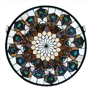 17-inch W X 17-Inch H Peacock Feather Medallion Window Windows