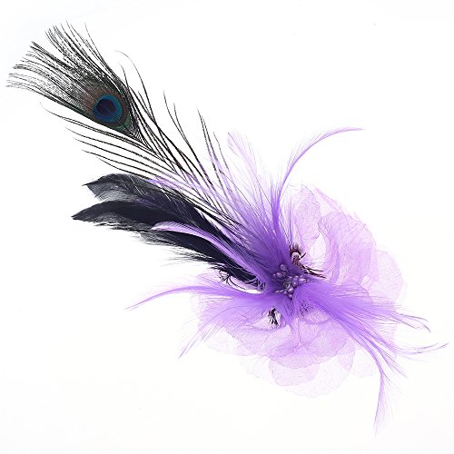Navifoce Elegant Womens Girl Seersucker Peacock Frangipani Plumeria Fascinators Cocktail Feather Headwear Hair Clip