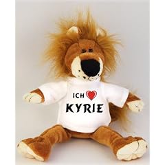 Pl�schtiere L�we mit Ich liebe Kyrie T-Shirt, Gr��e 27 cm