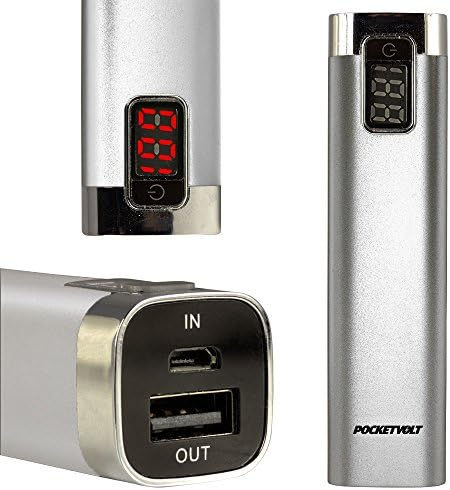 Power Bank, POCKETVOLT PowerBank Mini Portable Charger for Smartphones SILVER [2600mAh with 1 USB port and 1A Output]