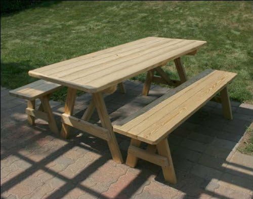 6' Treated Pine Traditional Picnic Table with 2 Benches
