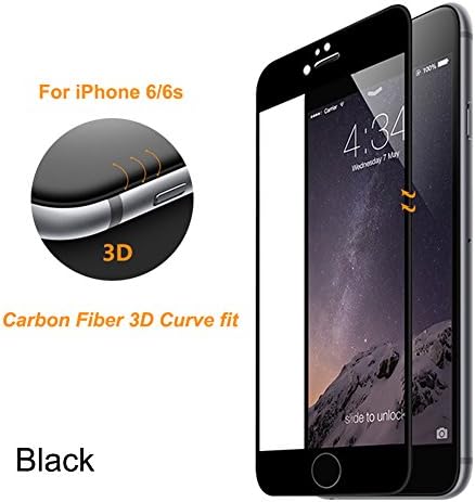 【3D Curve Fit】HD Tempered Glass 3D Full Coverage Round Edge Screen Protector for iPhone 6/6S(Black)