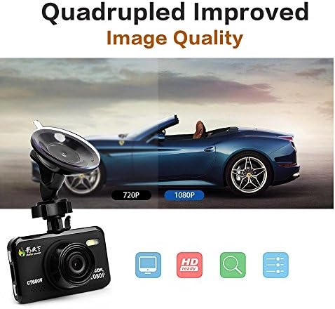 Panguking® GT680W Advanced WDR Car Dashboard Camera 2.7" LCD Full HD 1080P with 140 Degree Lens + G-Sensor + LED Light Super Night Vision + 4X Digital Zoom Dash Cam Car DVR Video Recorder