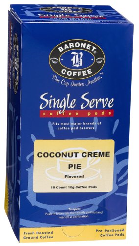 Baronet Coffee Coconut Crème Pie Coffee Pods, 18-Count Boxes (Pack of 4) by Coffee Pods