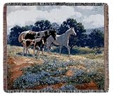 April Breezes Pictorial Horses Tapestry Throw Blanket 60