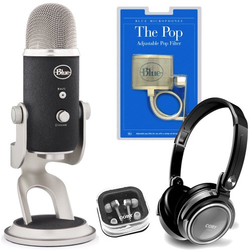 Blue Microphones Yeti Pro Multipattern Condenser Microphone with Pop Mic Filter and Studio Headphones