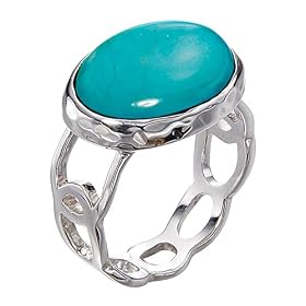 Sterling Silver Turquoise Cabochon Ring with Circle Band