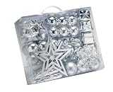 GKI Bethlehem Lighting Trim-A-Tree Pack 85-Piece Shatterproof Ornament Set, Silver