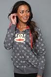 Paul Frank The Julius Head Hoody with Functional Earbuds in Gray hood ,Sweatshirts for Women