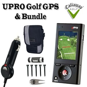 uPro Golf GPS by Callaway Golf With Car Charger, Case, and Bushnell 5×20 Golf Scope Rangefinder