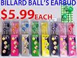 Billard Headphone Earbud Pool Ball Design Earphone Stereo