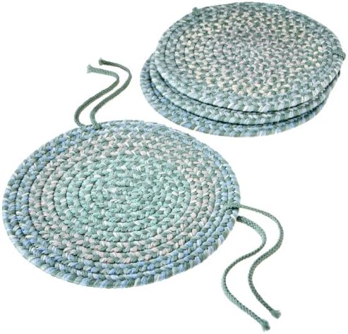 International Brookline Set of 4 Braided Reversible Chair Pads, Green