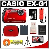 Casio Exilim EX-G1 Endurance Shockproof / Waterproof Digital Camera (Red) + 8GB Card + Battery + Floating Strap + Case + Accessory Kit
