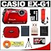 Casio Exilim EX-G1 Endurance Shockproof / Waterproof Digital Camera (Red) + 8GB Card + Battery + Floating Strap + Case + Accessory Kit