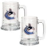 NHL Vancouver Canucks Two Piece 15-Ounce Glass Tankard Set- Primary Logo