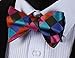 SetSense Men's Plaid Jacquard Woven Self Bow Tie Set