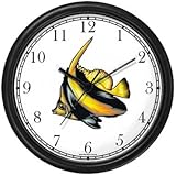 Striped Black & Yellow Angel Fish Animal Wall Clock by WatchBuddy Timepieces
