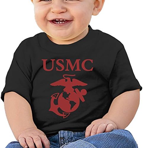 YONLY Kid's Toddler US Marine Corps USMC Logo 6-24 Months Baby T-shirt Black