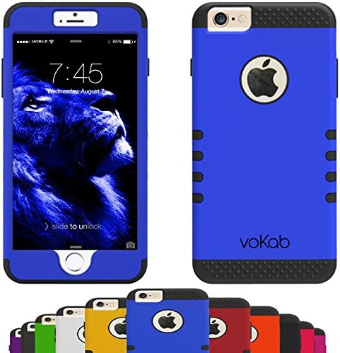 iPhone 6 Defender Case by VoKab, Hybrid Dual Layer Protection Cover for Apple i Phone 6 (4.7) Lifetime Guarantee (Blazing Blue)
