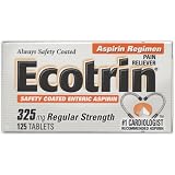 Ecotrin Pain Reliever, Safety Coated Enteric Aspirin, 325 mg Regular Strength, 125 tablets