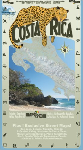 costa rica waterproof travel map of costa rica