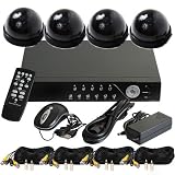 VideoSecu 4 Channel Video Input Stand Alone Real Time Digital Video Recorder DVR with 1000GB 3.5 SATA Hard Drive, 4 High Resolution 1/3 Sony CCD Wide View Angle Mini-Dome Color Security Camera DVR System 1BH