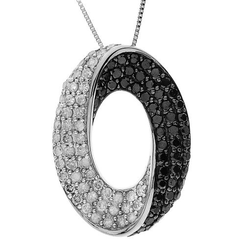 14k White Gold 1 cttw Black and White Diamond 