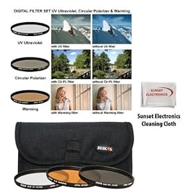 72MM 3-Piece Ultra Slim Pro Glass Filter Set (UV Ultraviolet, Circular Polarizing & Warming) with Pouch For the Canon EOS Rebel T4i 650D T3i T2i 550D For Use With The Following Lenses Canon EOS 60D Specific For The canon EF-S 28-135mm, EF-S 15-85mm Canon EF-S 18-200mm