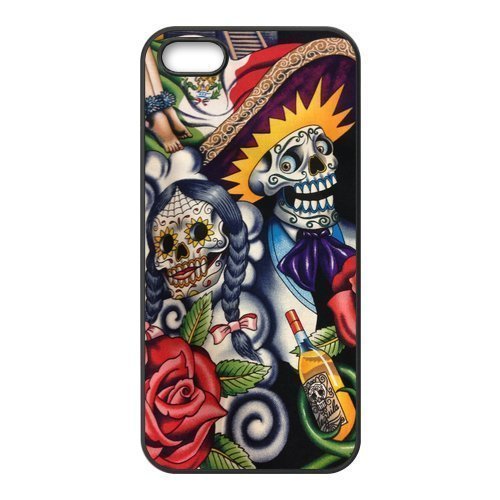 Sugar Skull Day of the Dead Hard Rubber Phone Cover Case for iPhone 5,5S Cases