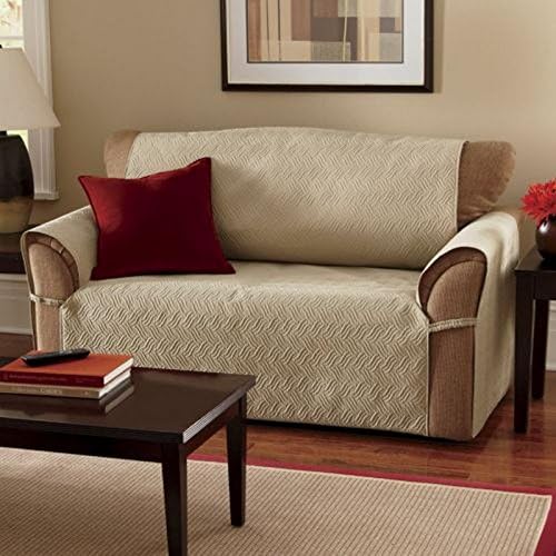 Quilted Micro suede one piece Pet Furniture Protector Slip Cover Throw with Ties (Tan, Chair)