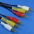 Stereo / VCR RCA Cable, 2 RCA (Audio) + RCA RG59 Video Gold Plated, 6 ft