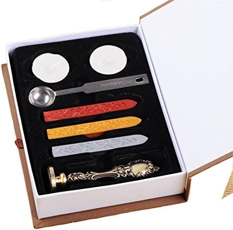 Retro Wax Seal Engraved Stamp Sealing Wax Vintage Harry Potter Set Creative Stamp Maker Kit Including Hogwarts School Stamp Sealing Waxes Spoon and White Waxes for Melting Letter Craft Hufflepuff