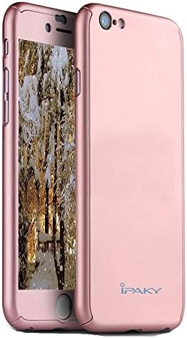iPhone 6/6S Case, IPAKY 360 Degree All-round Protective Slim Fit Case Cover with Tempered Glass Screen Protector Skin for Apple iPhone 6/6S 4.7 Inch (Rose Gold)