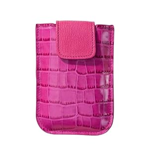 Universal Phone Case with Snap Closure, Genuine Crocodile Embossed Leather, 5 1/4 X 3 3/4"