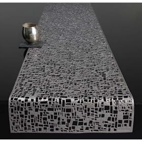 Buy Chilewich Pressed Vinyl Table Runner Cubic Gunmetal by Chilewich
