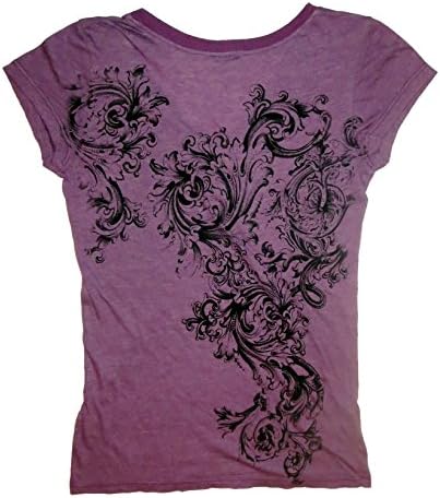 Women's Rocker V-neck T-shirt Purple (Large)