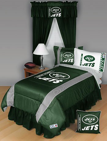 NFL New York Jets Bedding Set 5 Pc Full Comforter and Sheets