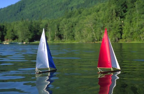 T Class Racing Sloop Finished (White/red) - Floating Model Sailboat, Toy Sailboats that Sail, Toy Sailboats that Float, Toy Sailboat Wood, Toy Sailboat, Wooden - It Really Sails!
