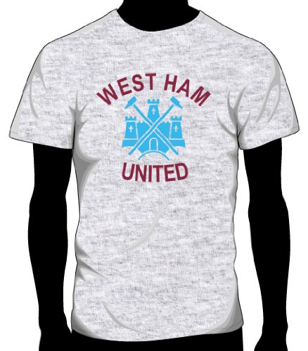 West Ham United Soccer Tee, Adult Small - Ash Grey