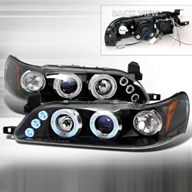1993 - 1997 Toyota Corolla Halo Projector Headlights - Black (pair)
