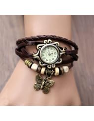 Change 2014 Fashionable Stylish Lady Woman Wrist Watch Leather Bracelet Brown