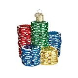 Old World Christmas Poker Chips Glass Blown Ornament