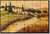 Tuscan Villa by Joanne Margosian - Landscape Tumbled Marble Tile Mural 16 x 24 Kitchen Shower Backsplash