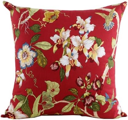 Magicboxes Polyester Decorative Throw Pillow Case Cushion Cover Retro Iris Flowers Red Square 18"
