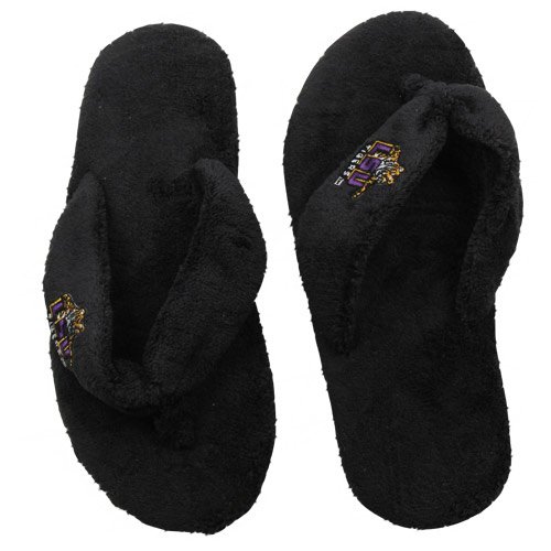 LSU Tigers Ladies Black Pillow Plush Thong Slippers (9/10)