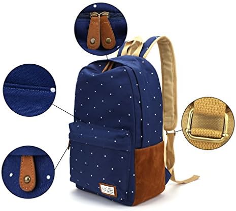 Ladies Vintage Spot Canvas Backpack Casual Style Backpack for Outdoor Camping Picnic Picnic University Backpack Schoolbag (Dark Blue)