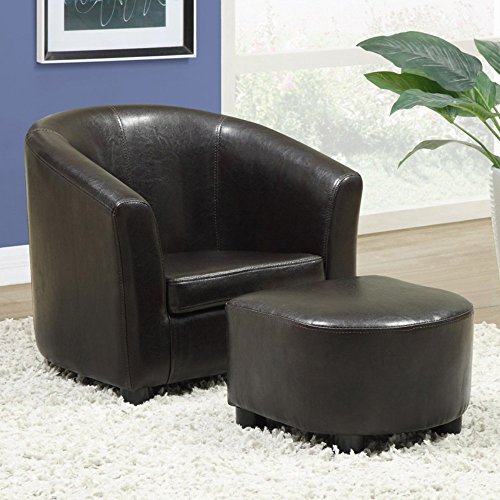 Monarch Specialties Dark Brown Leather Juvenile Arm Chair