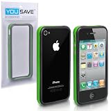 Green And Black Dual Bumper Case With Silver Buttons For The Apple iPhone 4/4S