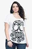 Torrid Plus Size White Glitter Sugar Skull Tee
