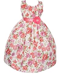 Girls Floral Print Jacquard Sequined  Dress